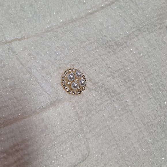 NEW Self-Portrait Boucle Pleated Mini Dress Ivory White Tweed Structured - Picture 8 of 10